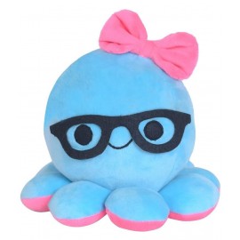 Webby Plush Beautiful Blue Octopus with Head Ribbon and Spectacles, Soft Toys for Kids 15CM