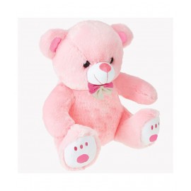 Webby Plush Cute Sitting Teddy Bear Soft Toys with Neck Bow and Foot Print, Pink 35 cm