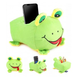 Webby Plush Smiling Face Frog Multi Purpose Holder Soft Toys Green