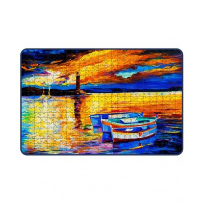 Webby Sunset Landscape Painting Cardboard Jigsaw Puzzle, 500 Pieces