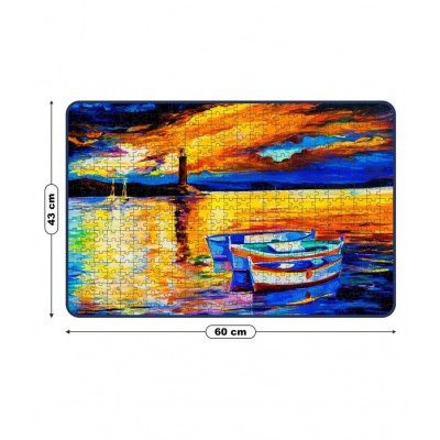 Webby Sunset Landscape Painting Cardboard Jigsaw Puzzle, 500 Pieces