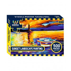 Webby Sunset Landscape Painting Cardboard Jigsaw Puzzle, 500 Pieces