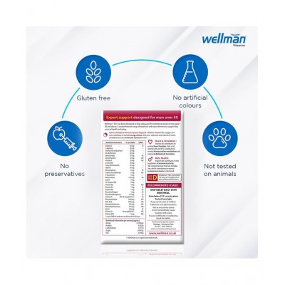 Wellman 50 Tablets For Men Multivitamin 30 no.s Multivitamins Tablets Wellman 50 Tablets For Men Multivitamin 30 no.s Multivitamins Tablets