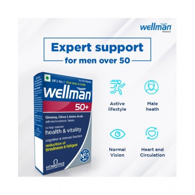 Wellman 50 Tablets For Men Multivitamin 30 no.s Multivitamins Tablets Wellman 50 Tablets For Men Multivitamin 30 no.s Multivitamins Tablets