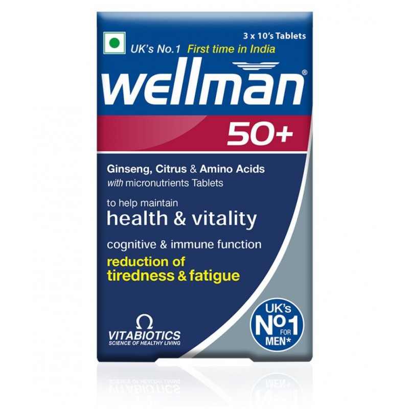 Wellman 50 Tablets For Men Multivitamin 30 no.s Multivitamins Tablets Wellman 50 Tablets For Men Multivitamin 30 no.s Multivitamins Tablets