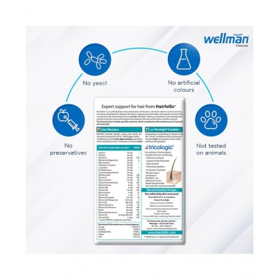 Wellman Hairfollic hair supplement 30 no.s Multivitamins Tablets