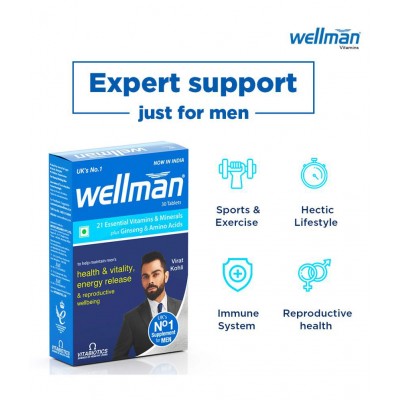 Wellman Multivitamin Tablets for Men - 30 Tablets Multivitamin 30 mg Multivitamins Tablets