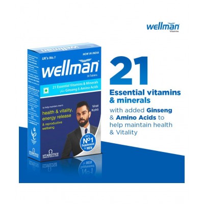 Wellman Multivitamin Tablets for Men - 30 Tablets Multivitamin 30 mg Multivitamins Tablets