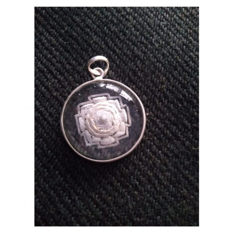 White Clear Quartz Shree Yantra Pendant Natural Agate Stone Pendant