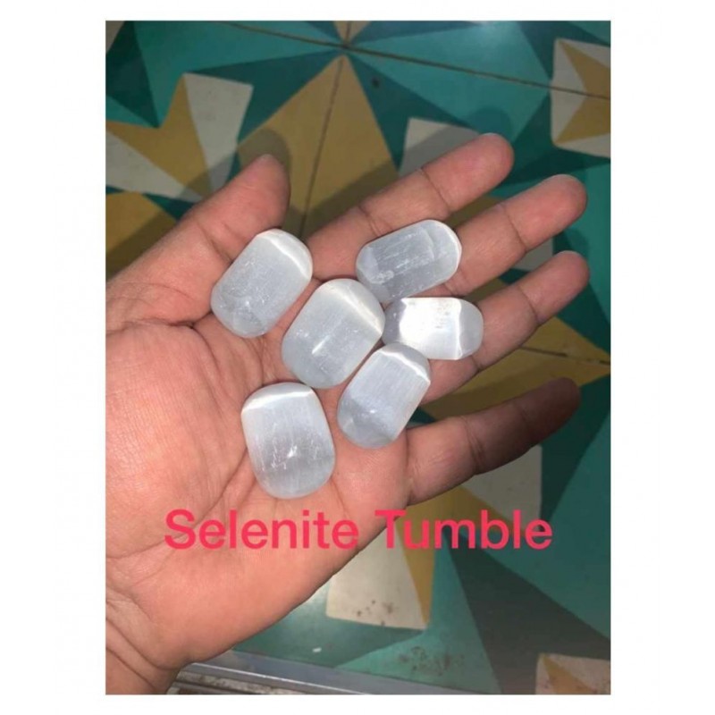White Selenite Natural Agate Tumble Stone ( 100 G )