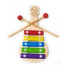Wooden Multicolored Xylophone in Guitar Shape