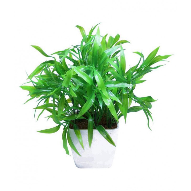 YUTIRITI Bamboo Green Artificial Plants Bunch Plastic - Pack of 1