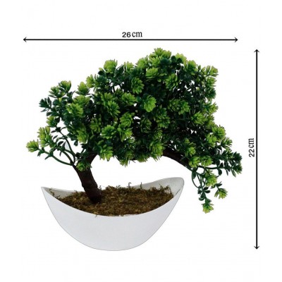 YUTIRITI Bonsai Plant Green Artificial Tree Plastic - Pack of 1