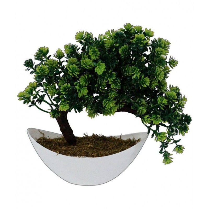 YUTIRITI Bonsai Plant Green Artificial Tree Plastic - Pack of 1
