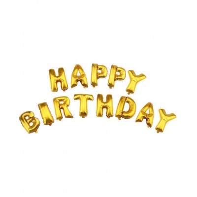 YUTIRITI Gold Happy Birthday Foil Balloon Banner 13 Alphabets Golden Color for Birthday Decoration