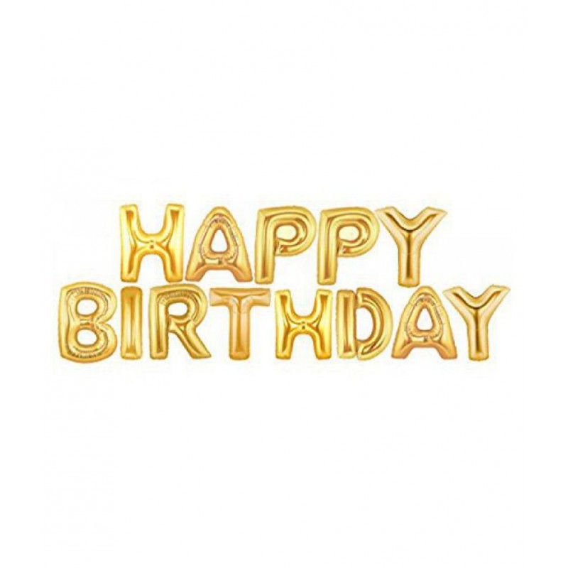 YUTIRITI Gold Happy Birthday Foil Balloon Banner 13 Alphabets Golden Color for Birthday Decoration