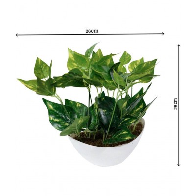 YUTIRITI Miniature Money Decorative For Home Green Artificial Plants Bunch Plastic - Pack of 1