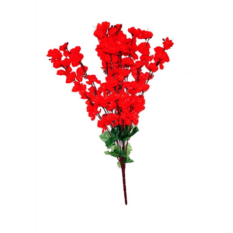 YUTIRITI Orchids Red Artificial Flowers Bunch - Pack of 1