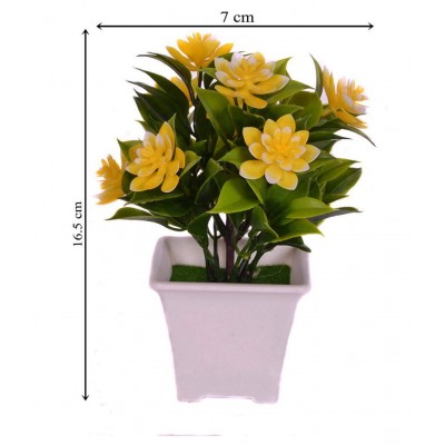 YUTIRITI Orchids Yellow Artificial Flowers Bunch - Pack of 1