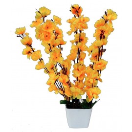 YUTIRITI Orchids Yellow Artificial Flowers Bunch - Pack of 1