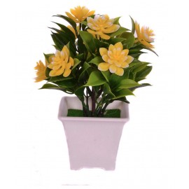 YUTIRITI Orchids Yellow Artificial Flowers Bunch - Pack of 1