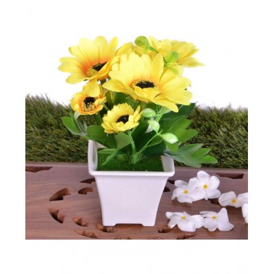 YUTIRITI Sunflower Yellow Artificial Flowers Bunch - Pack of 1