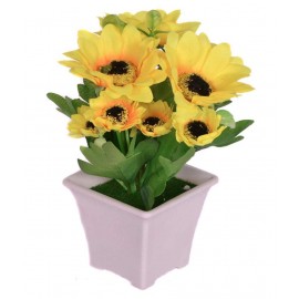 YUTIRITI Sunflower Yellow Artificial Flowers Bunch - Pack of 1