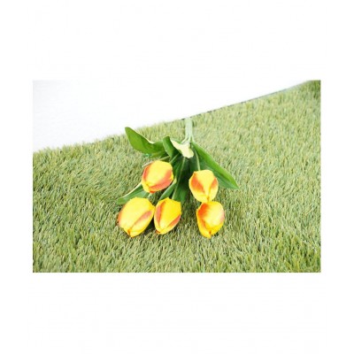 YUTIRITI Tulips Orange Artificial Flowers Bunch - Pack of 7