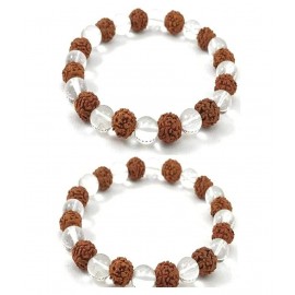 Yuvi Shoppe  Latest Rudraksha and Crystal Bracelet For Men&Women (Lab Certified) (Pack of 2)