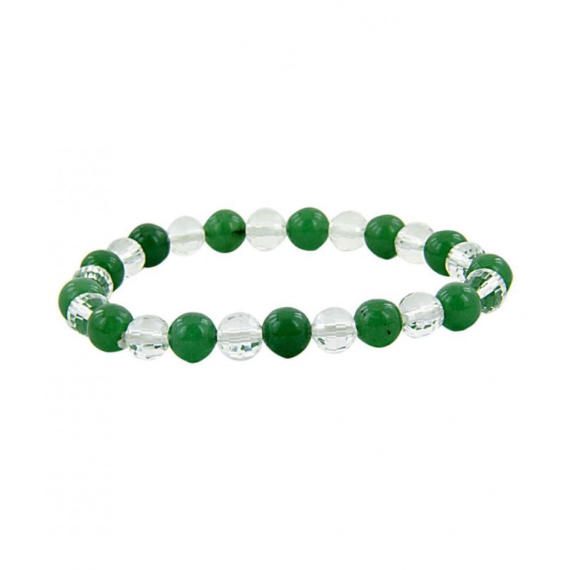 Yuvi Shoppe Sphatik and Green Jade Beads Rosary Bracelet