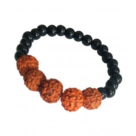 Yuvi Shoppe Black Onyx (Crystal) with 5 Rudraksha Braceletfor Men & Women