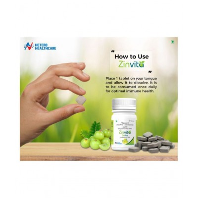 Zinvita 40mg of Vitamin C extracted from 400mg Amla, 10mg of Zinc as per ICMR guidelines 30 gm Natural Multivitamins Tablets