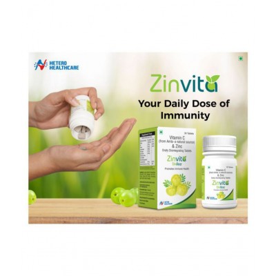 Zinvita 40mg of Vitamin C extracted from 400mg Amla, 10mg of Zinc as per ICMR guidelines 30 gm Natural Multivitamins Tablets