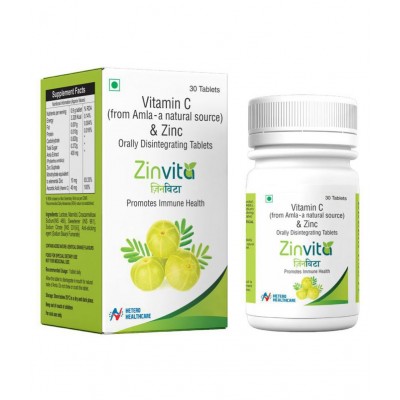 Zinvita 40mg of Vitamin C extracted from 400mg Amla, 10mg of Zinc as per ICMR guidelines 30 gm Natural Multivitamins Tablets