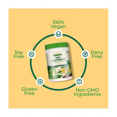 bGREEN by HealthKart Lean Plant Protein, 18 g Vegan Protein with Pea Protein (Chocolate, 750 g)