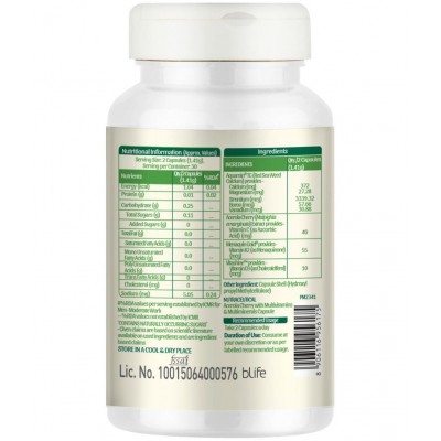 bGREEN by MuscleBlaze Plant Based All Natural Calcium Supplements,60 Nos 1 gm Unflavoured Multivitamins Capsule