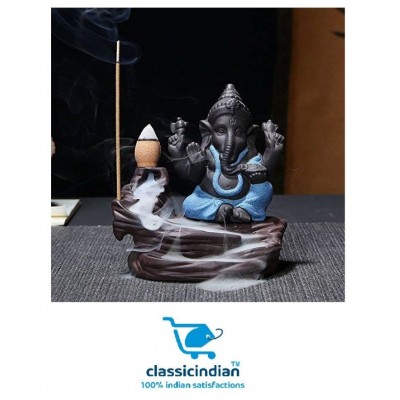 classicindian Showpiece Smoke Backflow Resin Ganesha Idol 12 x 10 cms Pack of 1