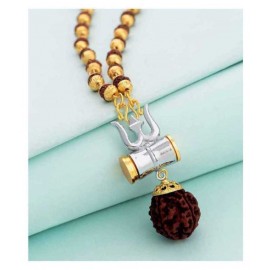db enbloc 100% Original Certified 5 Mukhi Rudraksha Mala With Gold Plated CapRudraksha Mala Duble Color Combination Gold-plated Plated Wood Chain
