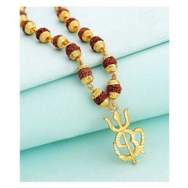 db enbloc Loard Shiv Trishul Damru Locket With Puchmukhi Rudraksha Mala Gold-plated Brass, Shiv Trishul Om 01 Locket With Puchmukhi Rudraksha Mala Gold-plated Plated Wood Chain Mens & Boys db enbloc Loard Shiv Trishul Damru Locket With Puchmukhi Rudraksha Mala Gold-plated Brass, Shiv Trishul Om 01 Locket With Puchmukhi Rudraksha Mala Gold-plated Plated Wood Chain Mens & Boys