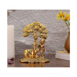 db enbloc Metal Krishna with Cow Standing Under Tree Plying Flute Decorative Showpiece - 17 cm  (Metal, Gold) db enbloc Metal Krishna with Cow Standing Under Tree Plying Flute Decorative Showpiece - 17 cm  (Metal, Gold)
