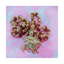 db enbloc Religious Jewelry Loard Jai Durga Maa Sheravali Locket With Puchmukhi Rudraksha Mala Gold-plated Plated Brass, Wood Chain db enbloc Religious Jewelry Loard Jai Durga Maa Sheravali Locket With Puchmukhi Rudraksha Mala Gold-plated Plated Brass, Wood Chain