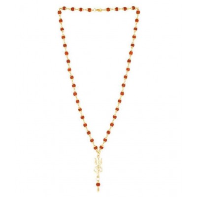 db enbloc Religious Jewelry Lord Shiv Trishul Om With Puchmukhi Rudraksha Mala Gold-plated Plated Wood Chain Gold-plated Brass, Wood db enbloc Religious Jewelry Lord Shiv Trishul Om With Puchmukhi Rudraksha Mala Gold-plated Plated Wood Chain Gold-plated Brass, Wood