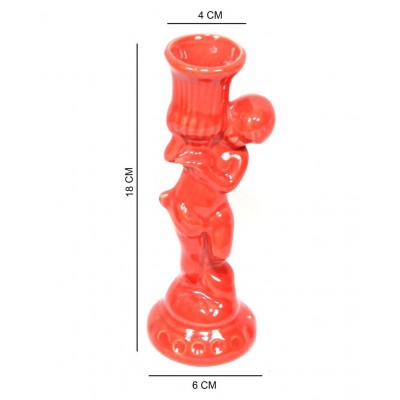 designo prints Red Table Top Ceramic Taper Candle Holder - Pack of 2