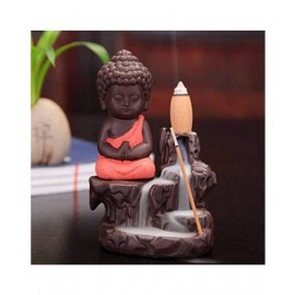 devnidhi Monk Buddha Smoke Backflow Resin Buddha Idol 11 x 7 cms Pack of 1