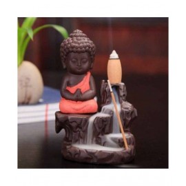 dopin Monk Buddha Smoke Backflow Resin Buddha Idol 12 x 8 cms Pack of 1