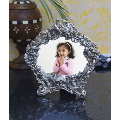 eCraftIndia Antique White Metal Photo frame