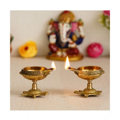 eCraftIndia Brass Diwali Diya - Pack of 2