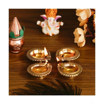 eCraftIndia Brass Diwali Diya - Pack of 4