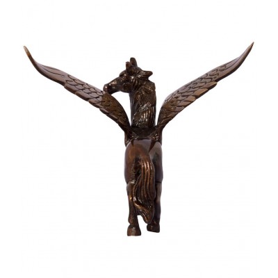 eCraftIndia Brown & Black Brass Antique Flying Angel Horse Showpiece