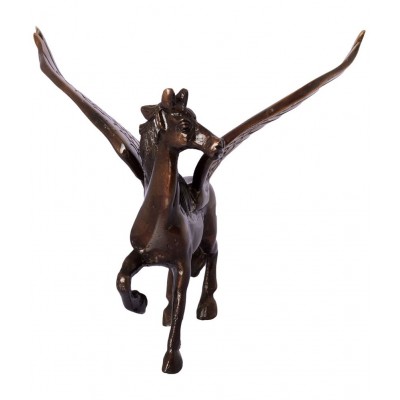 eCraftIndia Brown & Black Brass Antique Flying Angel Horse Showpiece